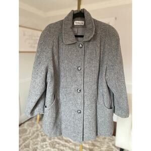 Herman Kay Wool Blend Pea Coat Classic Vintage Minimalist Scandi Parisian